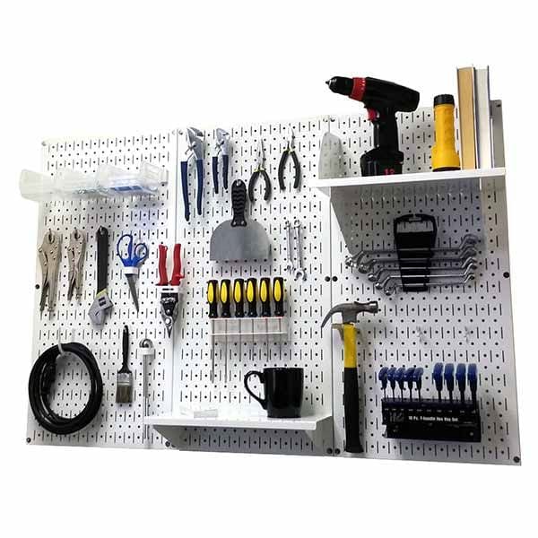 4' Metal Pegboard Standard Tool Storage Kit - White Toolboard & White Accessories