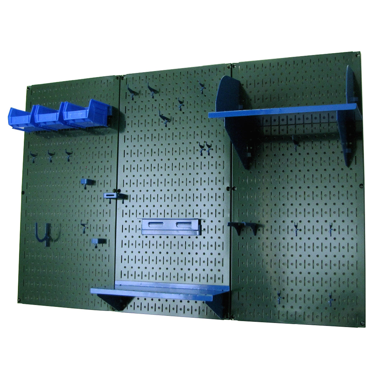 4' Metal Pegboard Standard Tool Storage Kit - Green Toolboard & Blue Accessories
