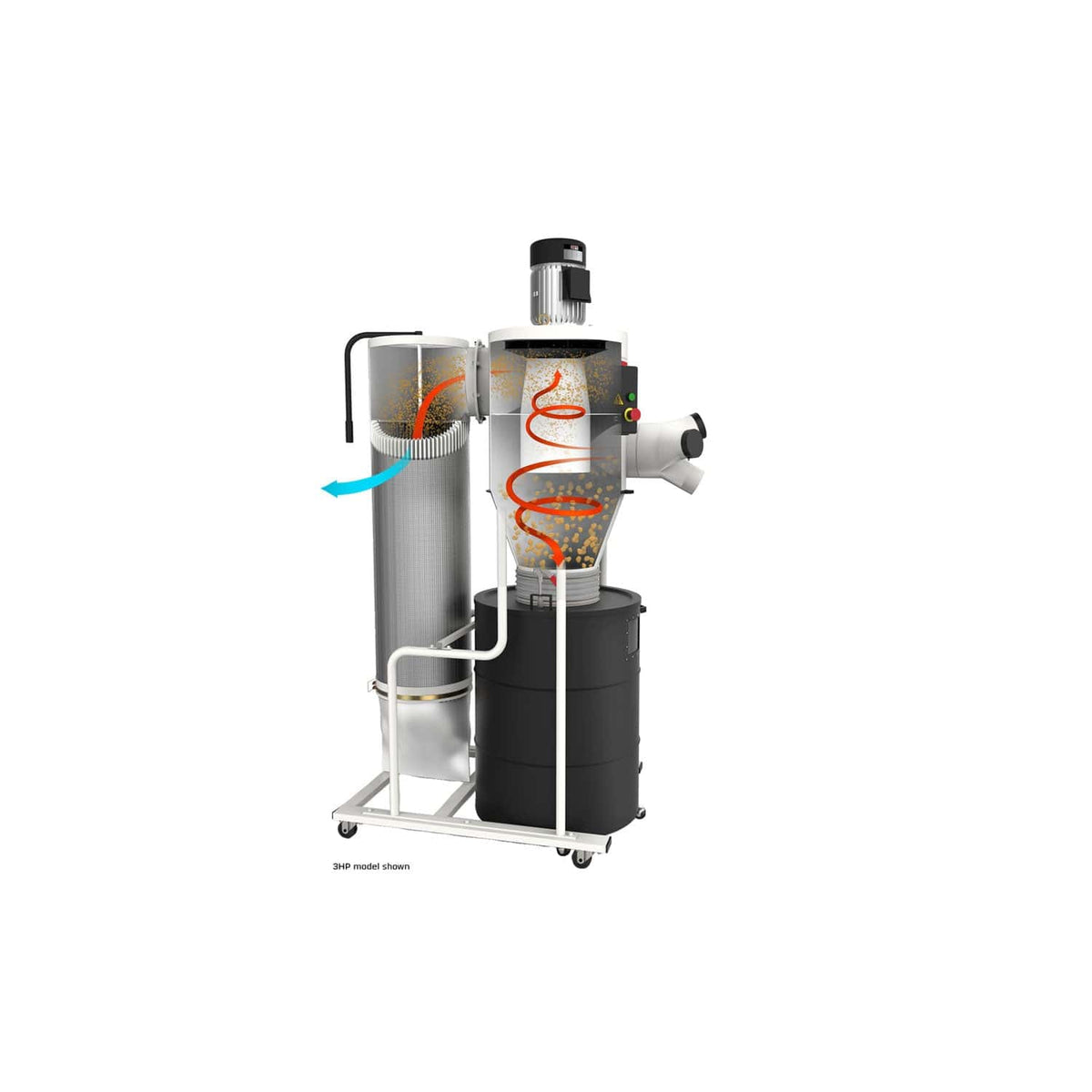 Cyclone Dust Collector with 2-Micron Canister Filter - 3 HP 1 Ph 230V - JCDC-3