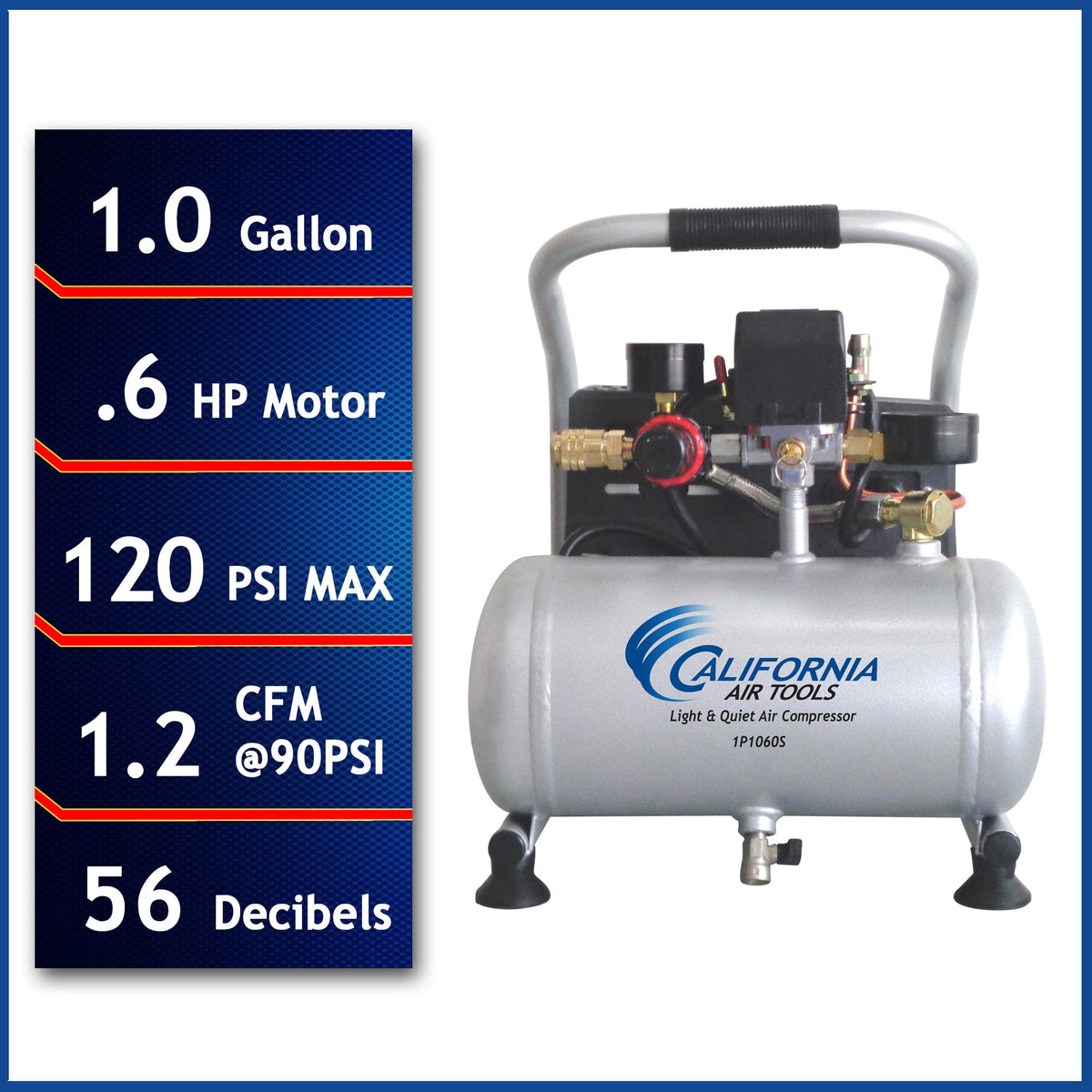 Portable Steel Tank Air Compressor 0.6 HP 1 Gallon