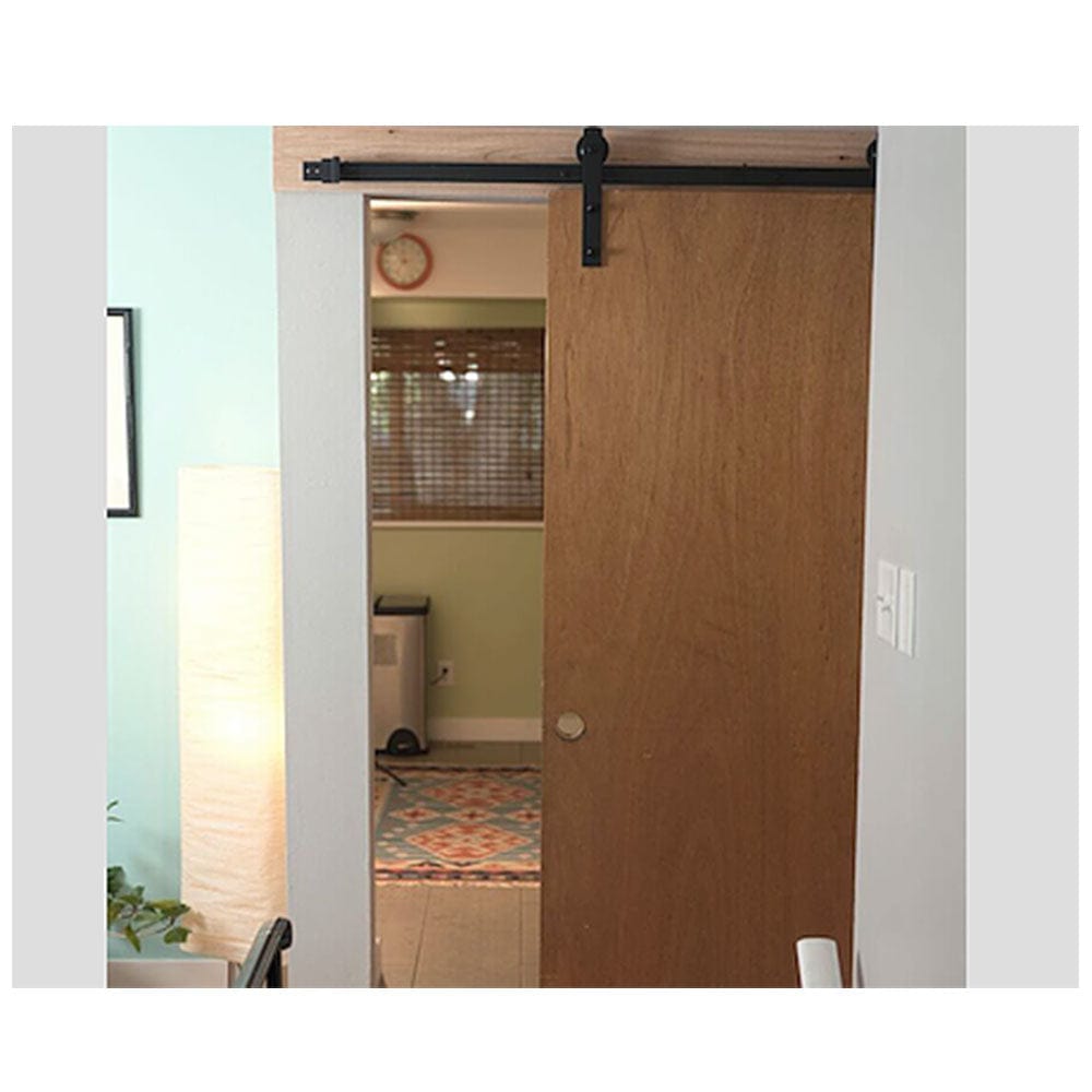 Barn Door Hardware Black Straight Strap 6'6" Rail