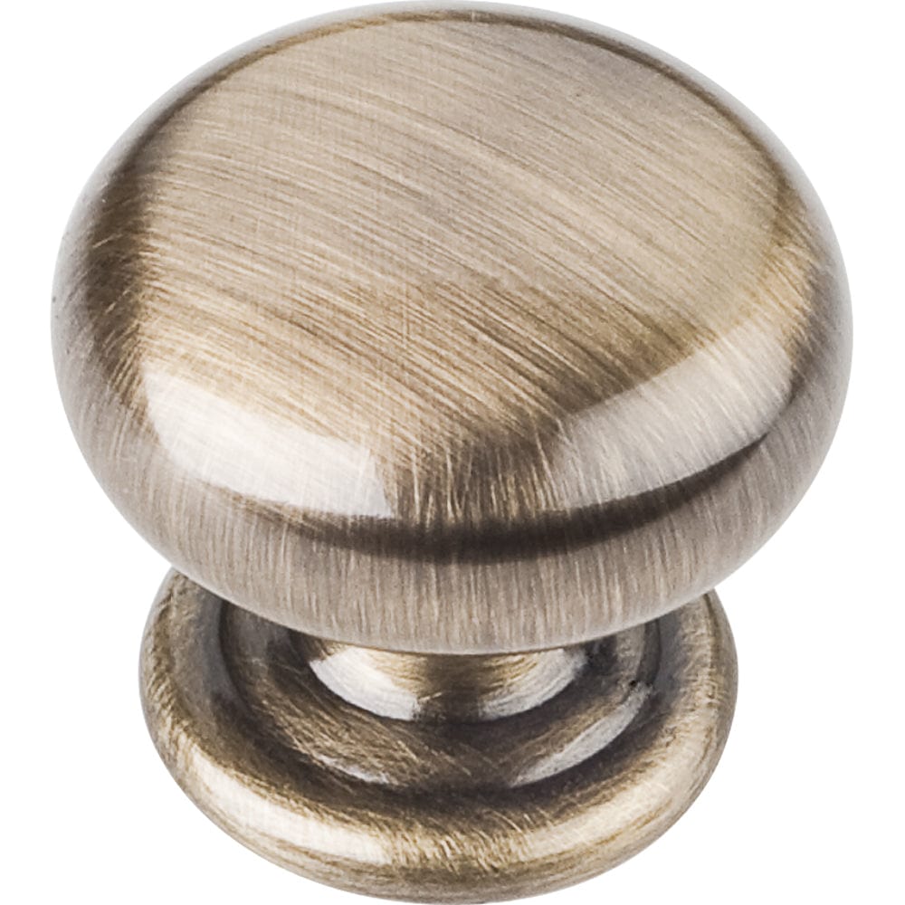Florence Knob, 1-1/4" Dia., Brushed Antique Brass