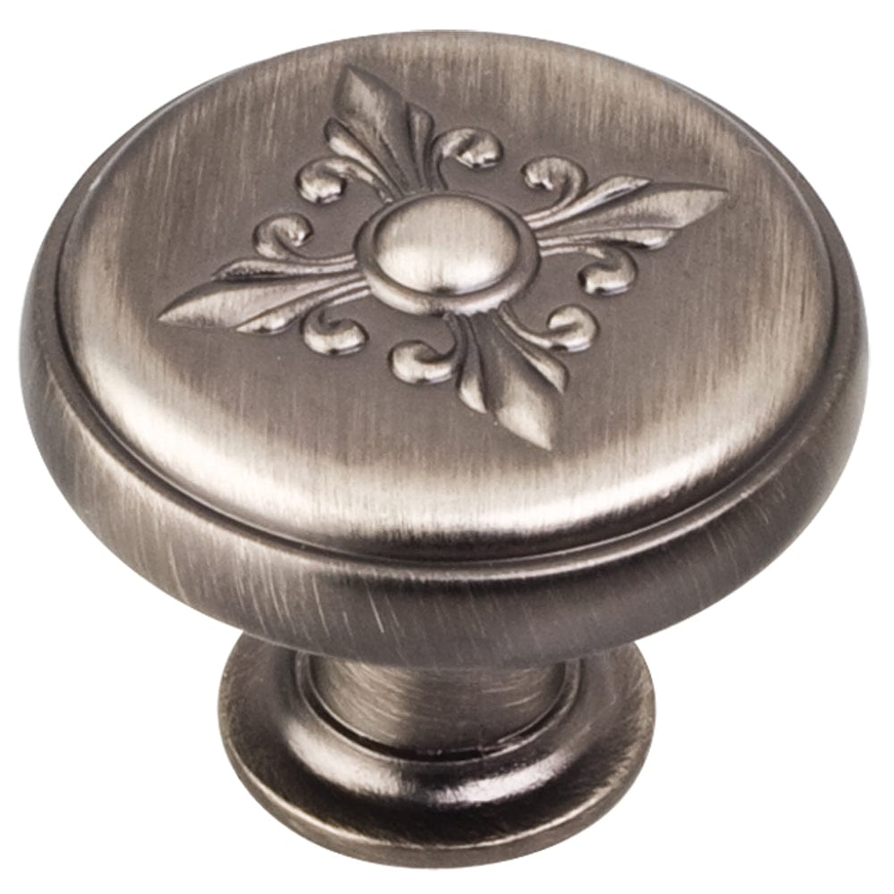 Lafayette Baroque Knob, 1-3/8" Dia., Brushed Pewter