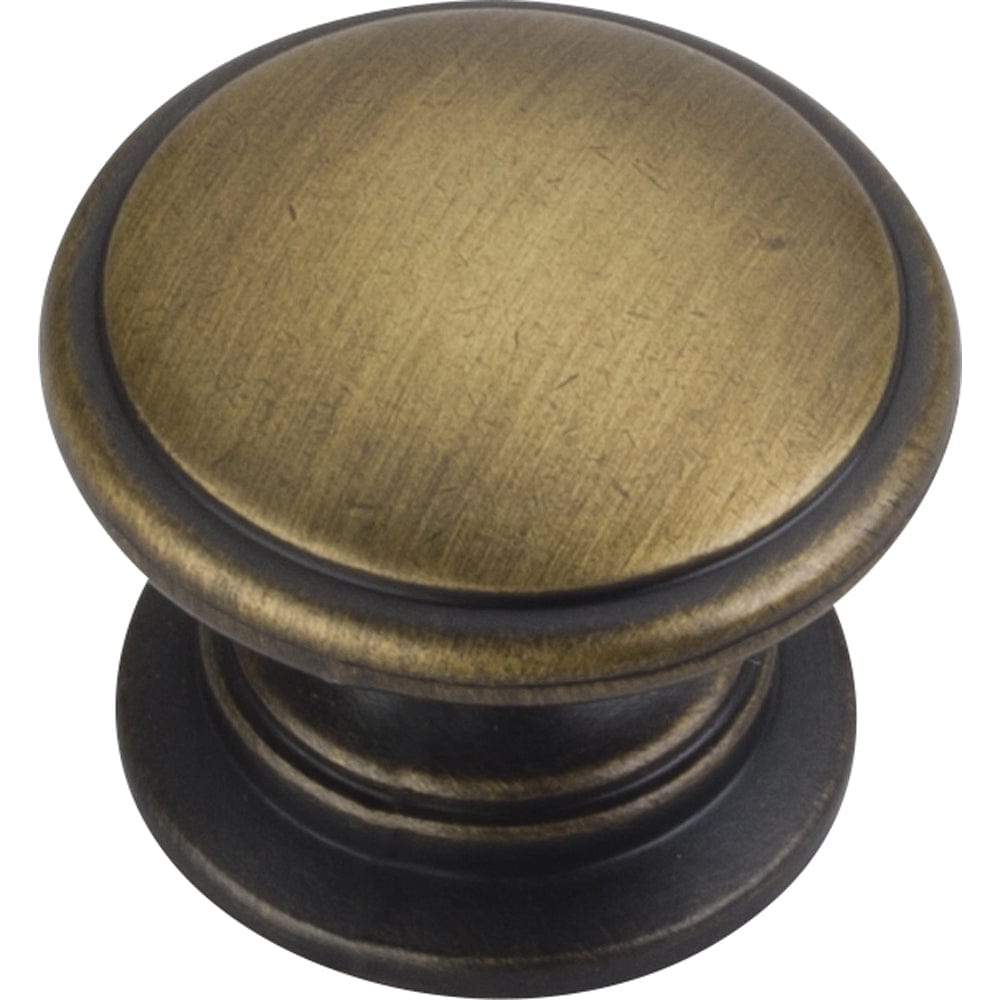 Durham Knob, 1-1/4" Dia., Antique Brushed Satin Brass