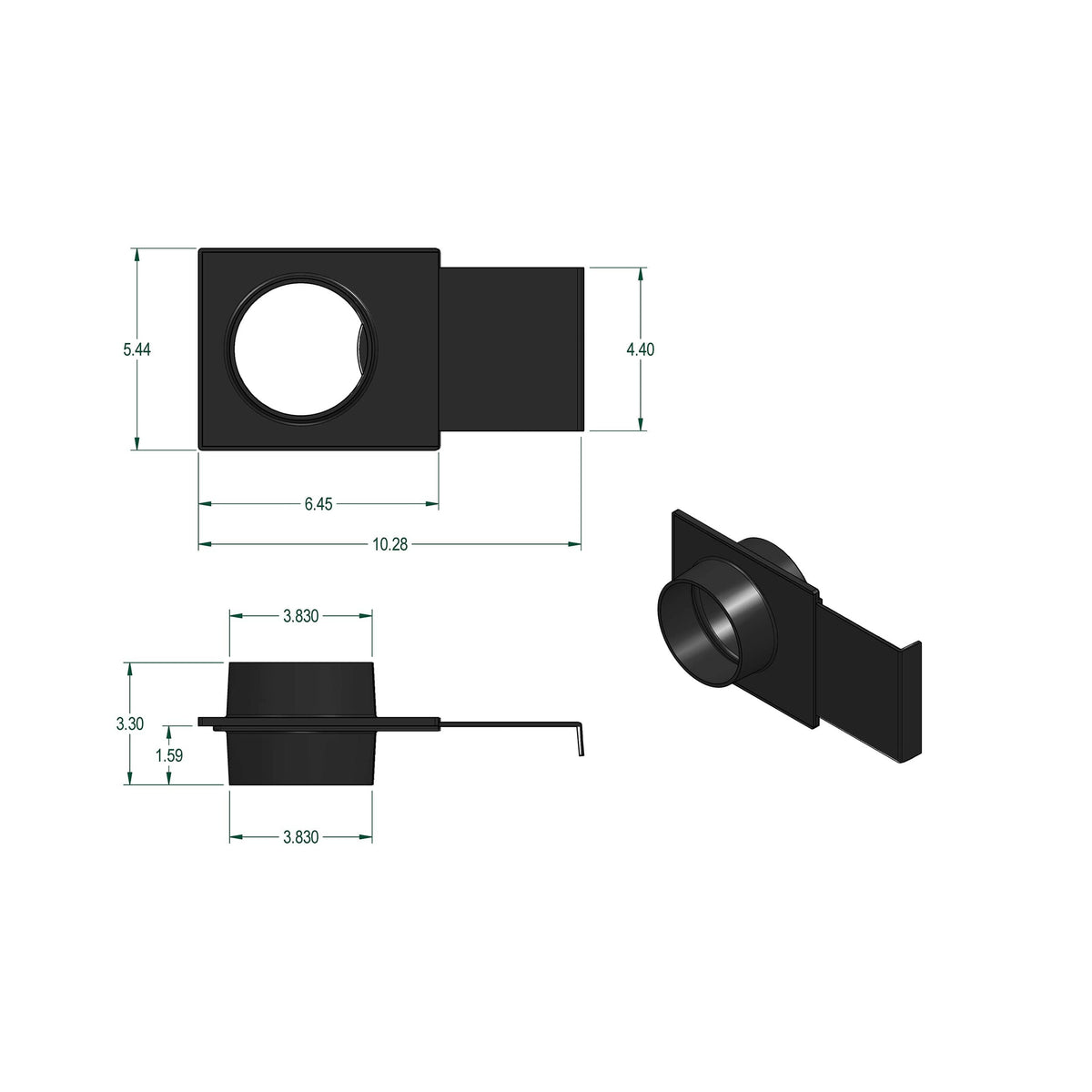ABS Basic Blast Gate Fitting for Dust Collection System - 4"