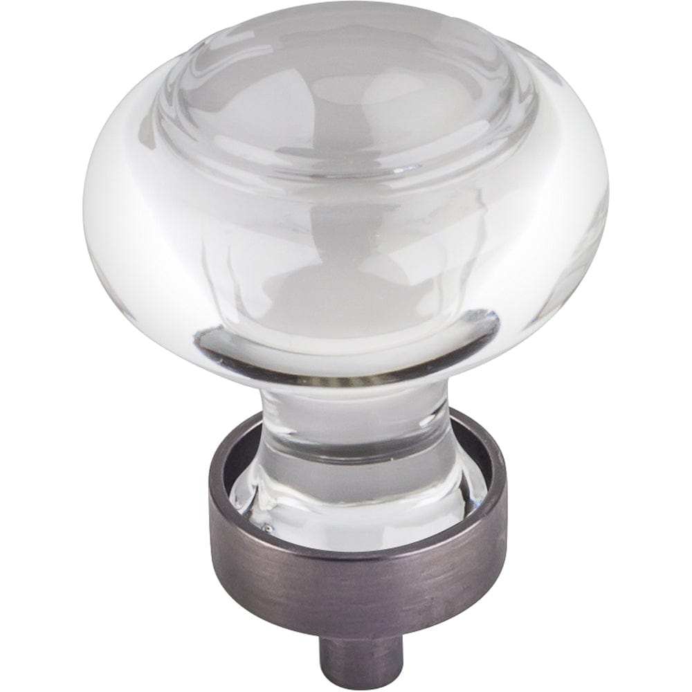 Harlow Small Button Glass Knob, 1-7/16" Dia., Brushed Pewter