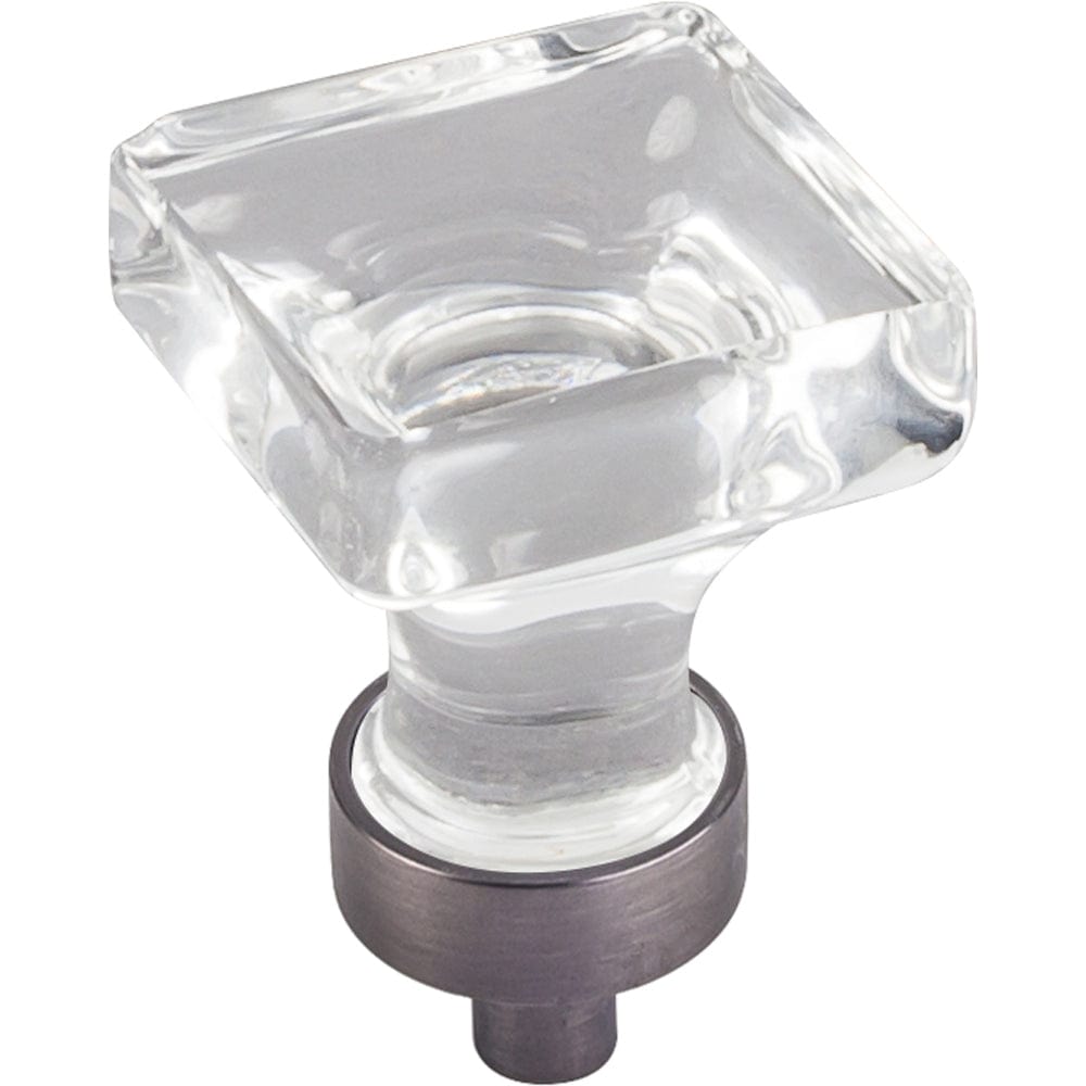 Harlow Small Square Glass Knob 1" O.L., Brushed Pewter
