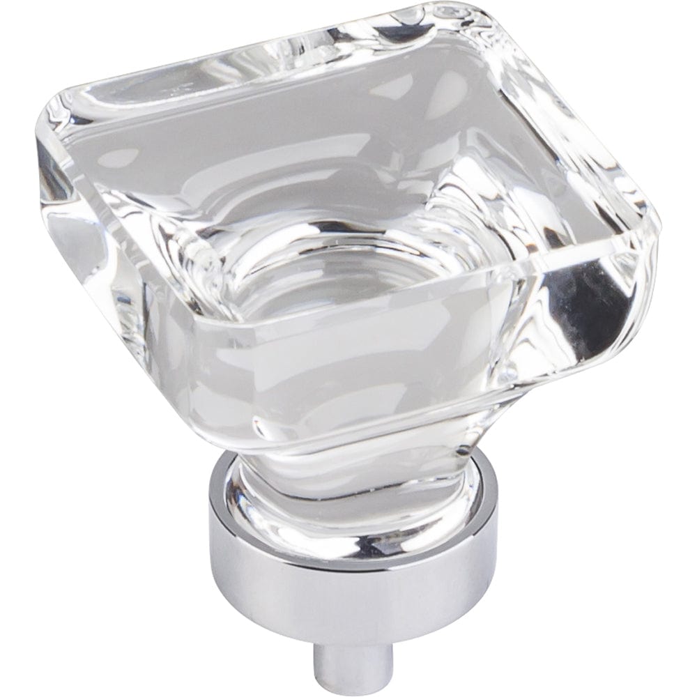 Harlow Large Square Glass Knob, 1-3/8" O.L., Polished Chrome