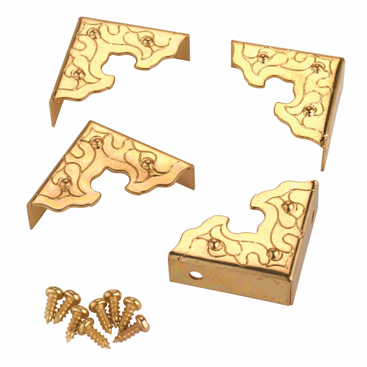 Filigree Box Corners - Brass  Plated - 4 Piece