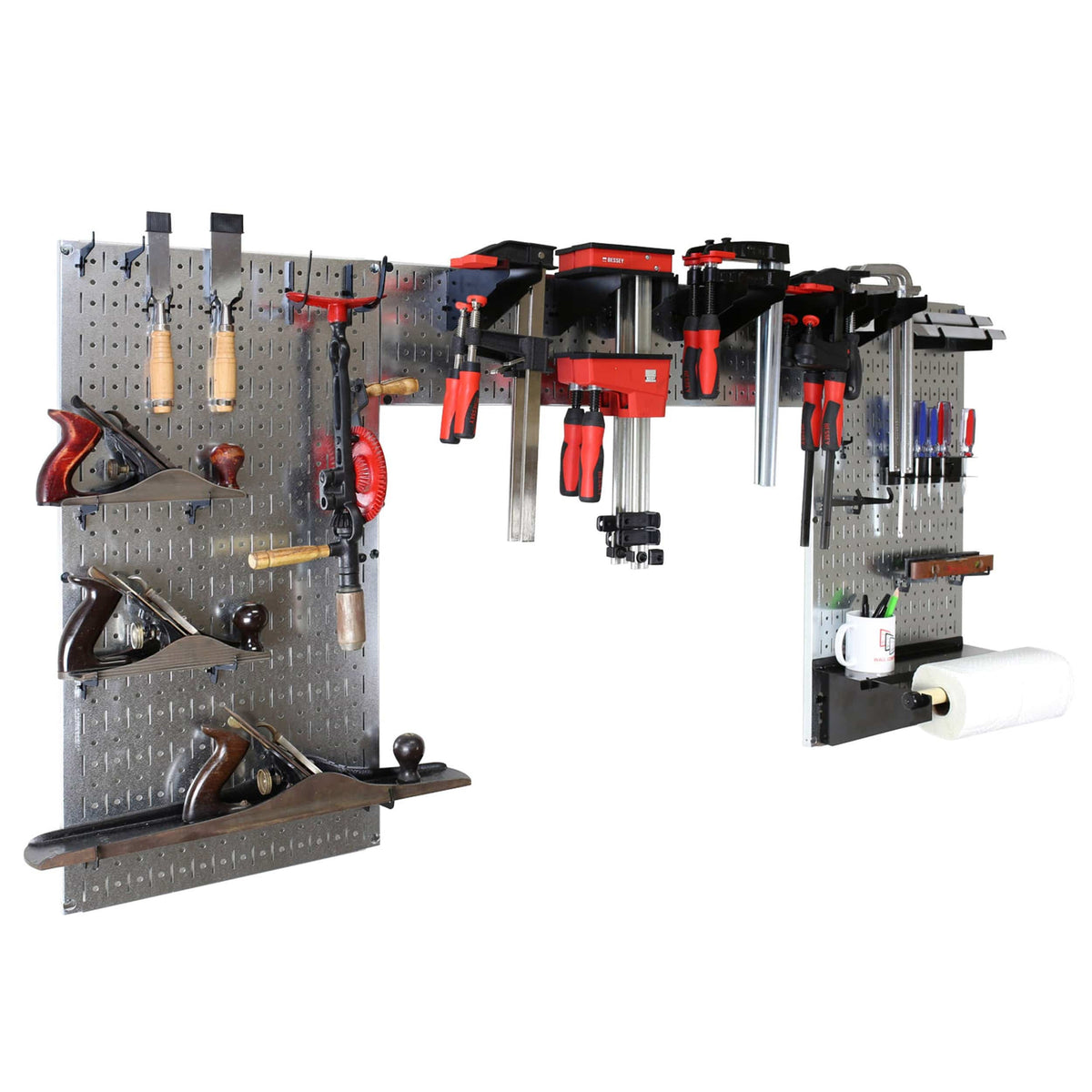 Lazy Guy DIY Maker Woodworking Tool Storage Organizer Set, Galvanized Metallic Steel