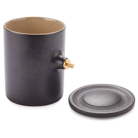 Ceramic Coffee Mug Turning Kit w/ Ceramic Lid - Black and Tan - 12 oz
