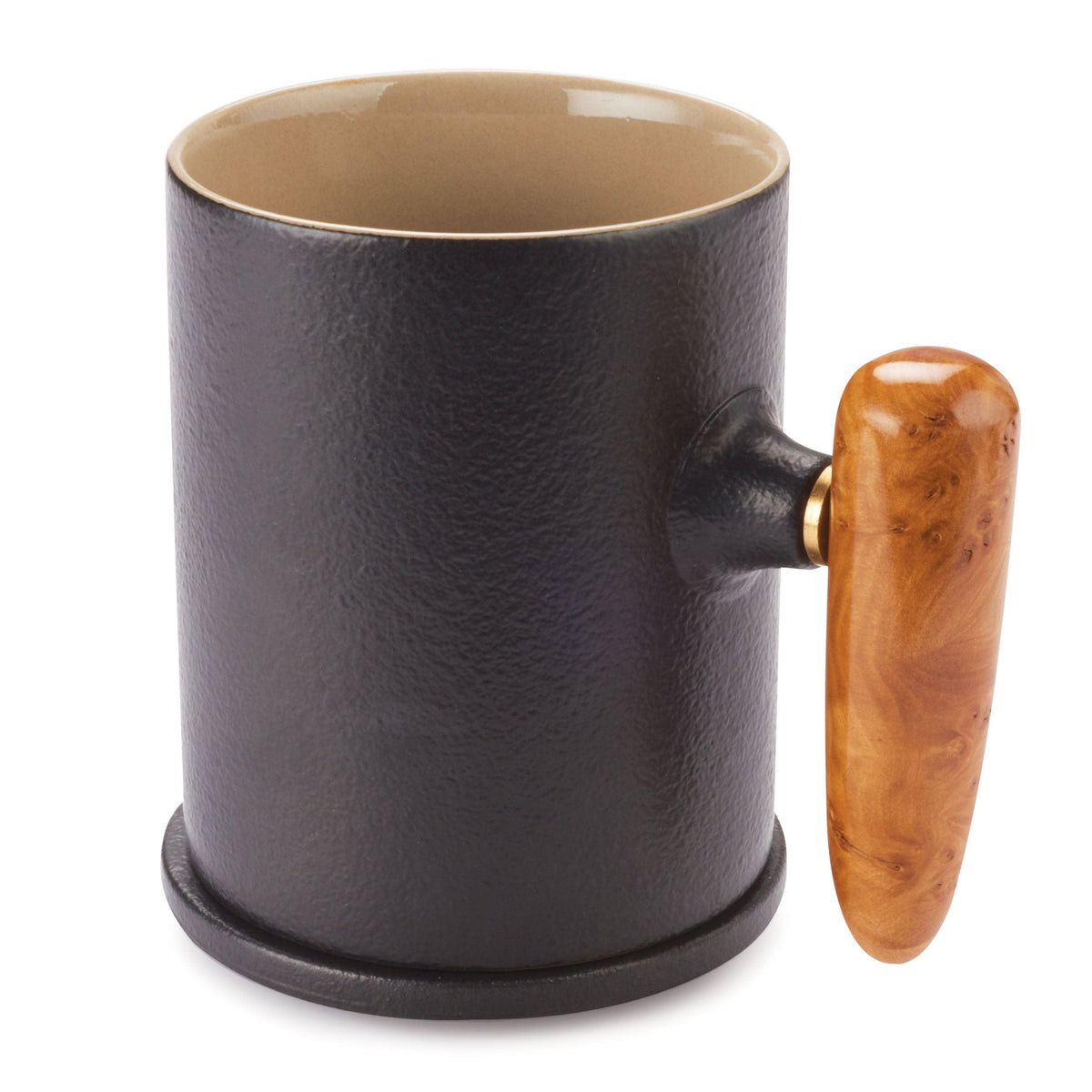 Ceramic Coffee Mug Turning Kit w/ Ceramic Lid - Black and Tan - 12 oz