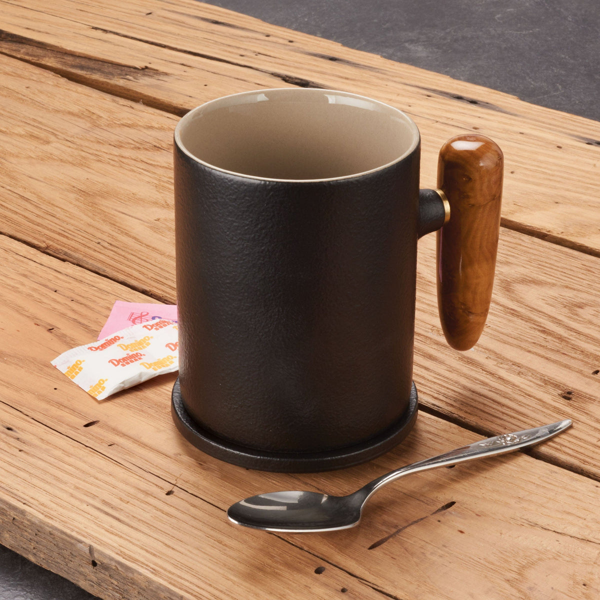 Ceramic Coffee Mug Turning Kit w/ Ceramic Lid - Black and Tan - 12 oz