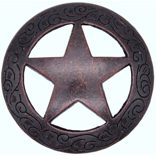 Star Knob with Engraved Edge, Rust Copper