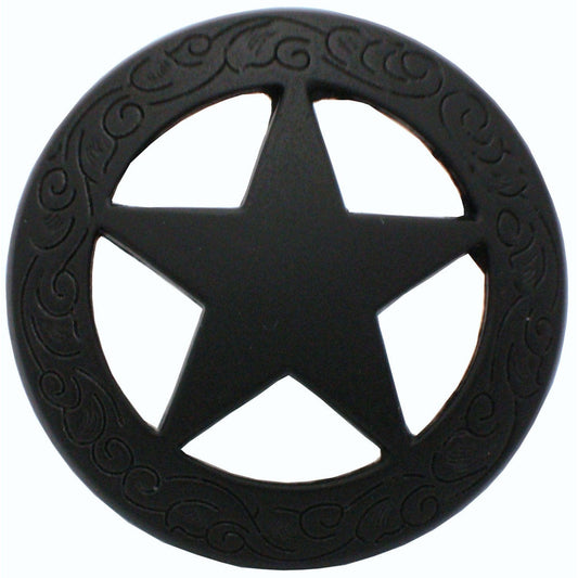 Star Knob with Engraved Edge, Matte Black
