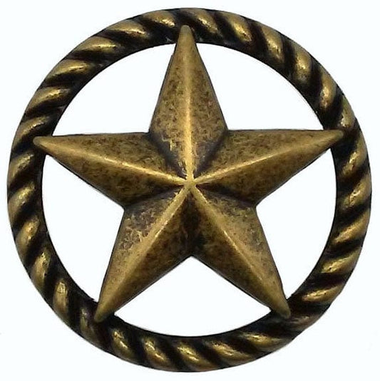3-D Star with Narrow Rope, Brass Oxide