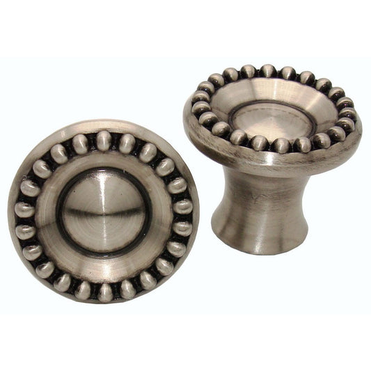 Beaded Elegance Knob, Satin Nickel