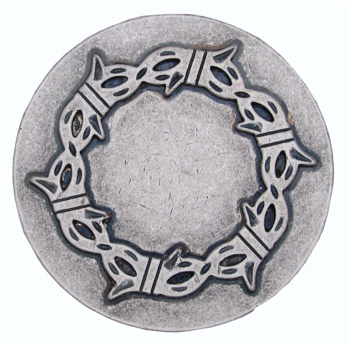Round Knob with Barbed Wire, Old Silver