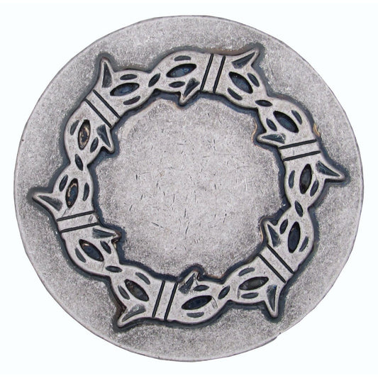 Round Knob with Barbed Wire, Old Silver