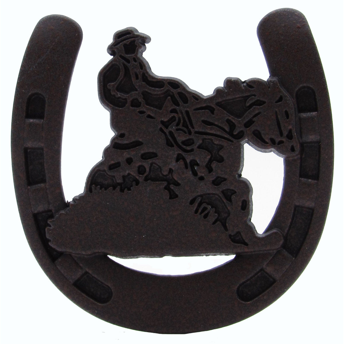 Riding Cowboy Horseshoe Knob, Rust Brown