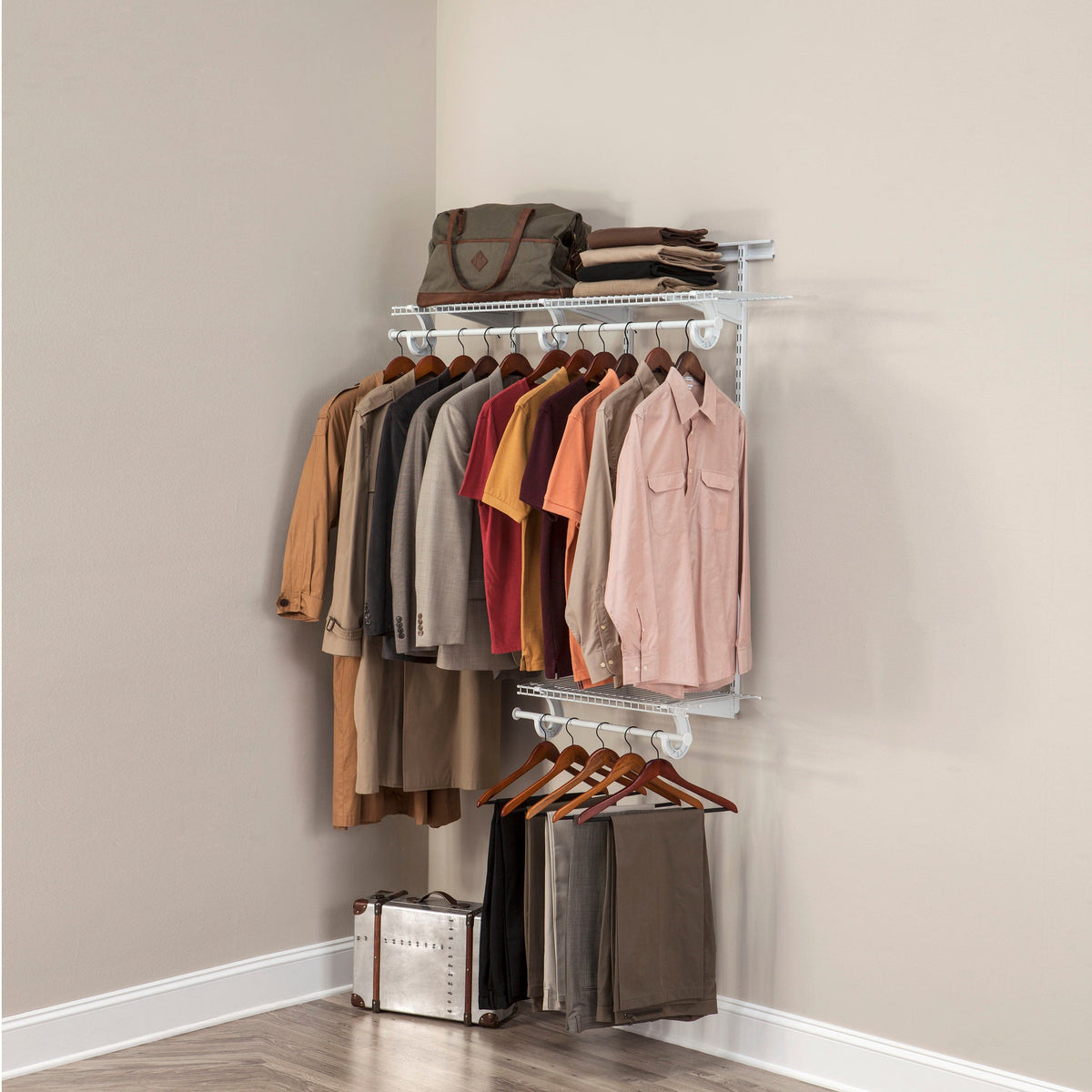ShelfTrack Adjustable Closet Organizer 2' - 4' W, White
