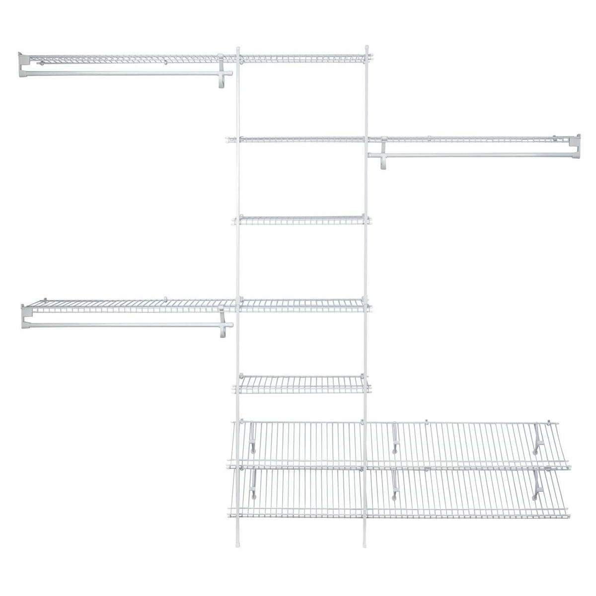 SuperSlide Closet Organizer Kit with Shoe Shelf 5' - 8' W Fixed Mount, White