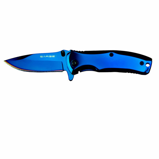 Phase - Blue TiN Swift Assist Folder Knife, Stainless Steel 2-1/2" Blade