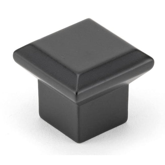 Transitional Square Knob - 1-11/32" x 1-11/32" - Matte Black
