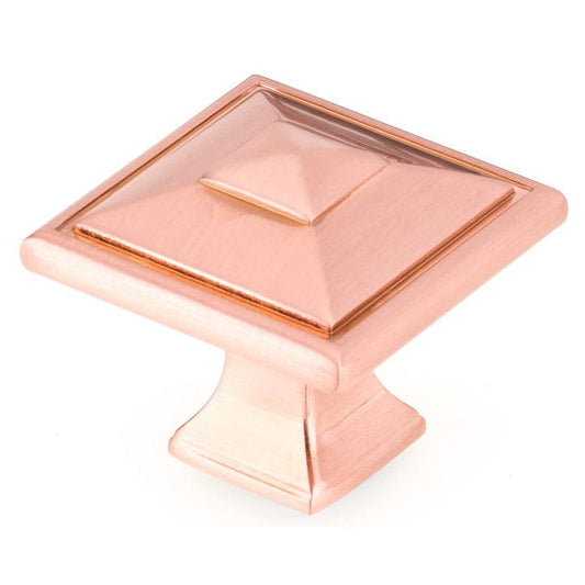 Transitional Square Knob - 1-1/2" x 1-1/2" - Rose Gold