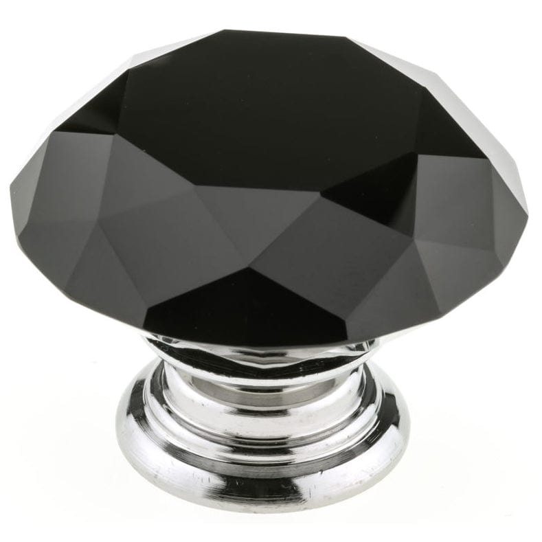 Contemporary Knob, 2" D, Chrome, Black