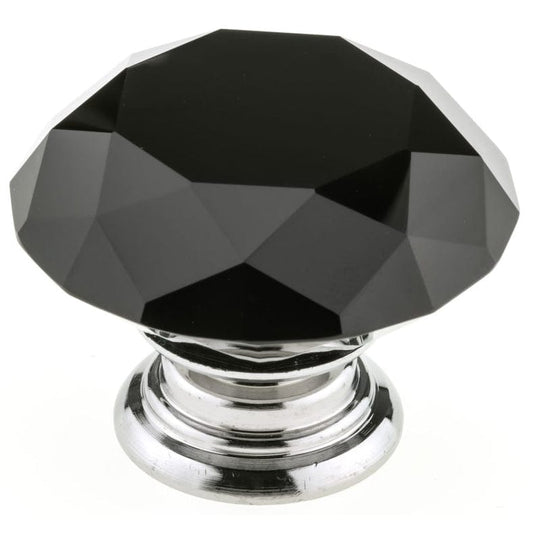 Contemporary Knob, 2" D, Chrome, Black