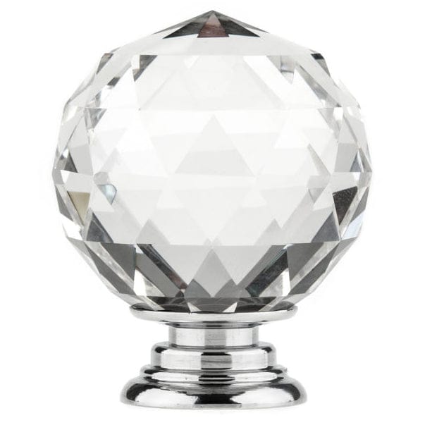 Contemporary Knob, 2" D, Crystal, Clear, Chrome