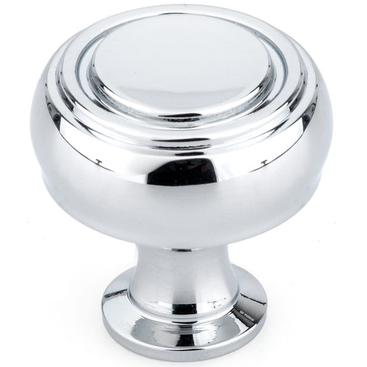 Contemporary Knob, 1-5/16" D, Chrome