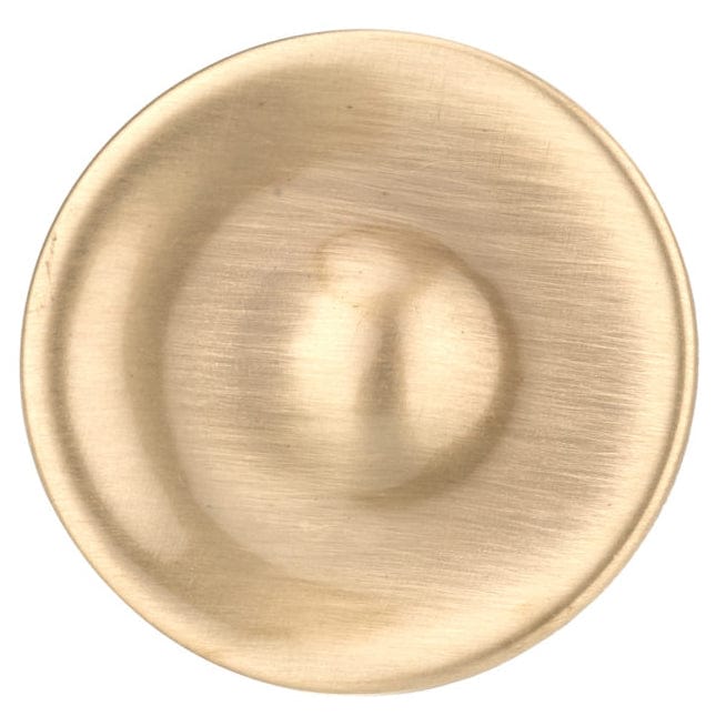 Traditional Metal Round Knob with Concave Surface - 1-3/8" Diameter, Satin Brass