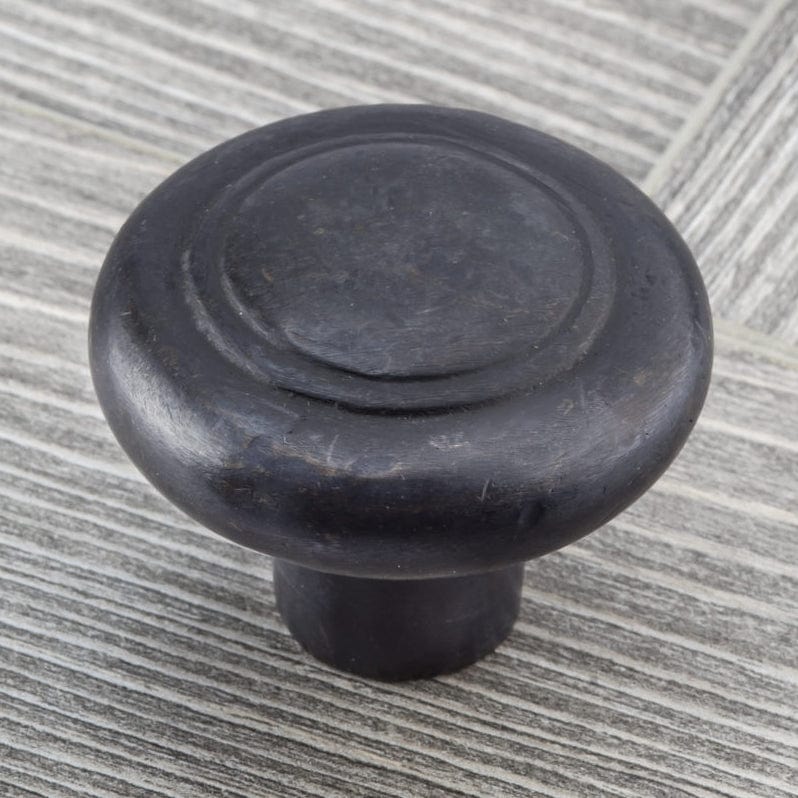 Smooth Traditional Knob with Ridge Embellishment - 1-3/8" Diameter - Dark Bronze