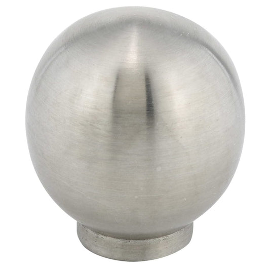 Contemporary Knob, 1-3/16" D, White, Brushed Nickel