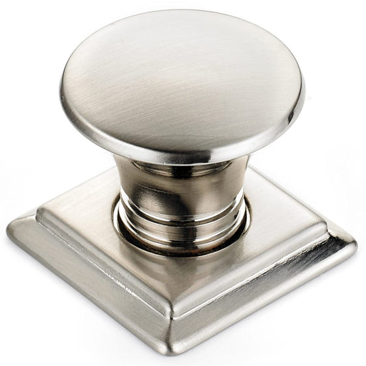 Traditional Knob, 1-1/4" x 1-1/4", Brushed Nickel
