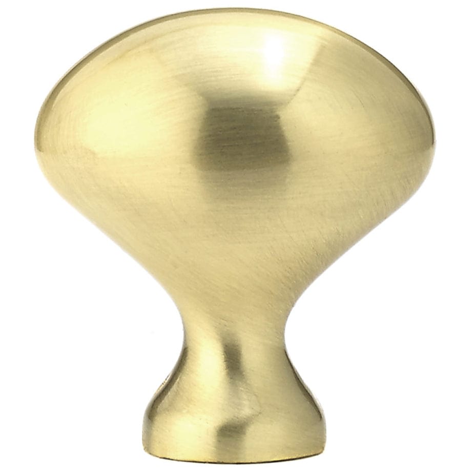 Traditional Oval Knob - 1-3/16" x 25/32" - Satin Brass