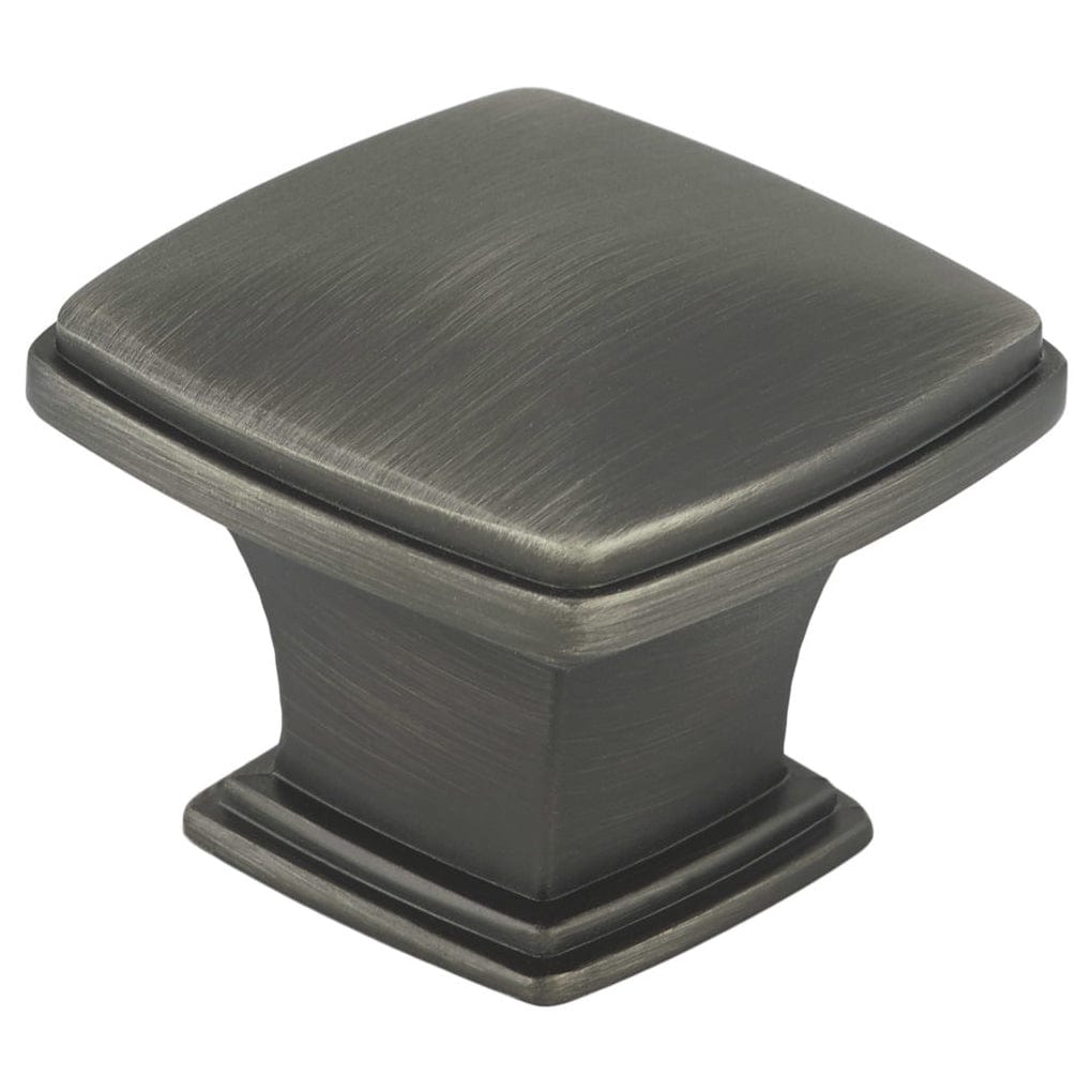 Transitional Square Knob - 1-11/16" x 1-11/16" - Antique Nickel