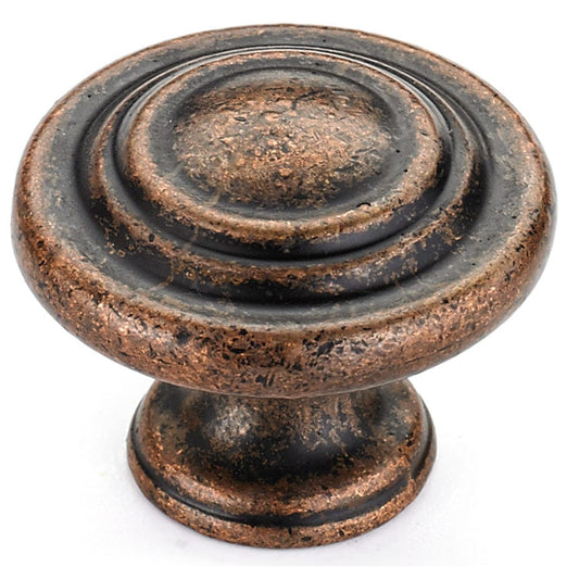 Traditional Knob, 1-5/16" D, Antique Copper