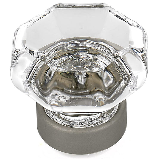 Eclectic Knob, 1-5/16" D, Matte Nickel, Clear