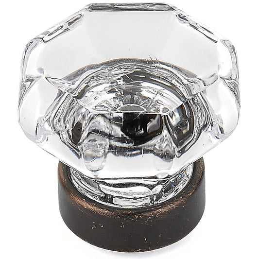Eclectic Knob - 1-5/16" D - Clear Glass - Brushed Oil-Rubbed Bronze
