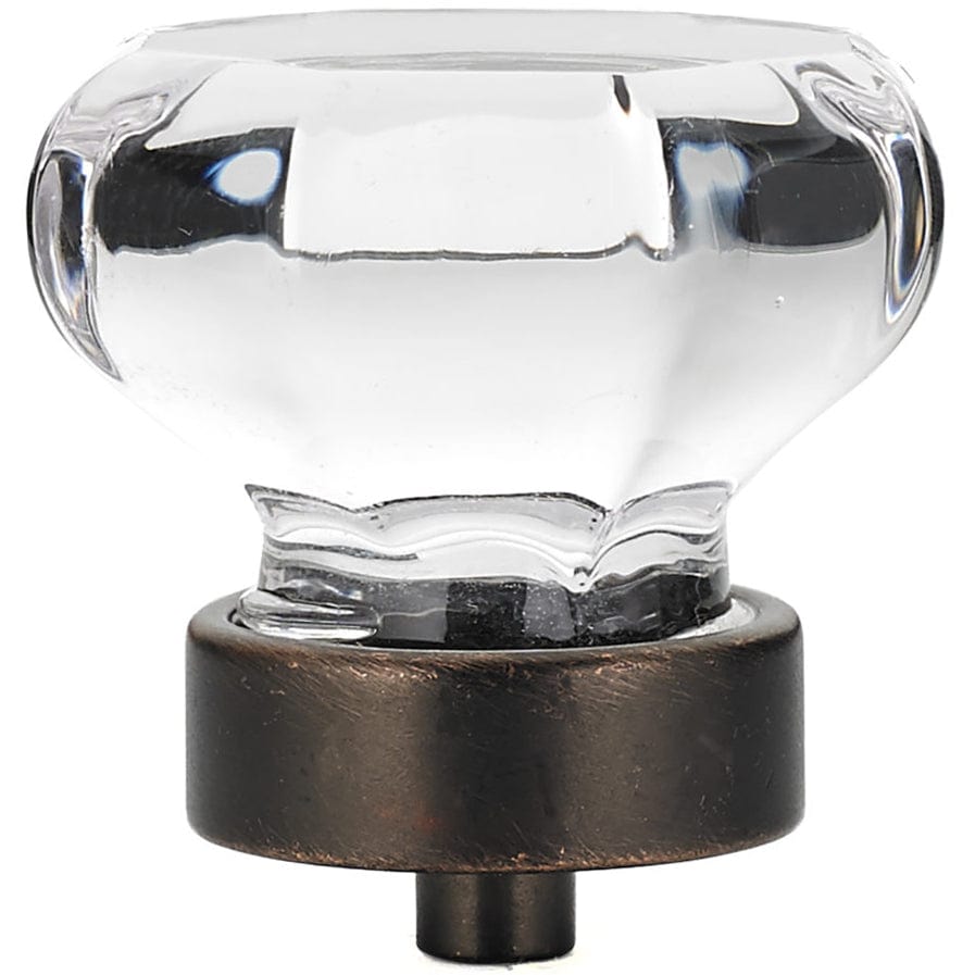 Eclectic Knob - 1-5/16" D - Clear Glass - Brushed Oil-Rubbed Bronze
