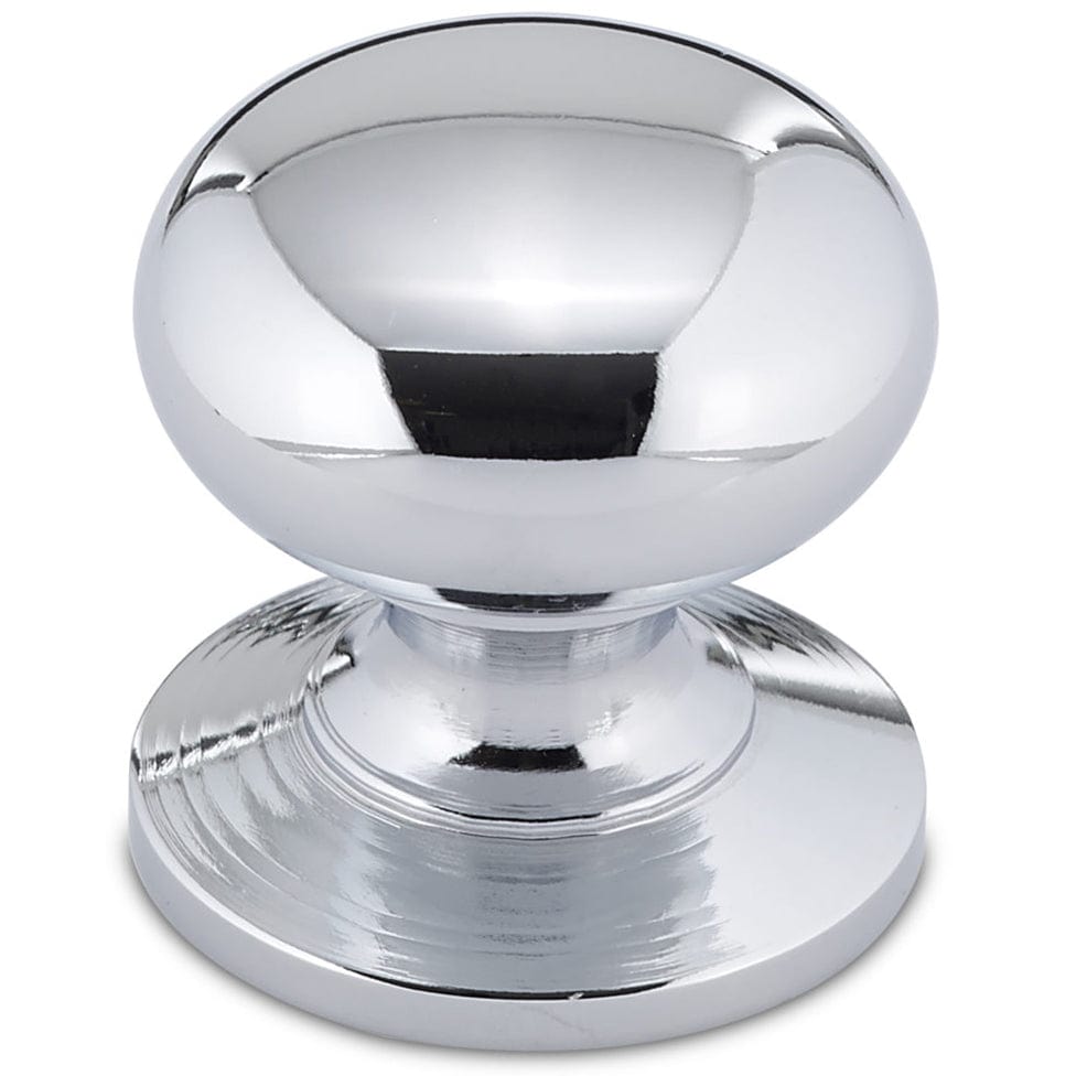 Traditional Mushroom Shape Knob with Flared Base- 1-1/4" Diameter - Chrome