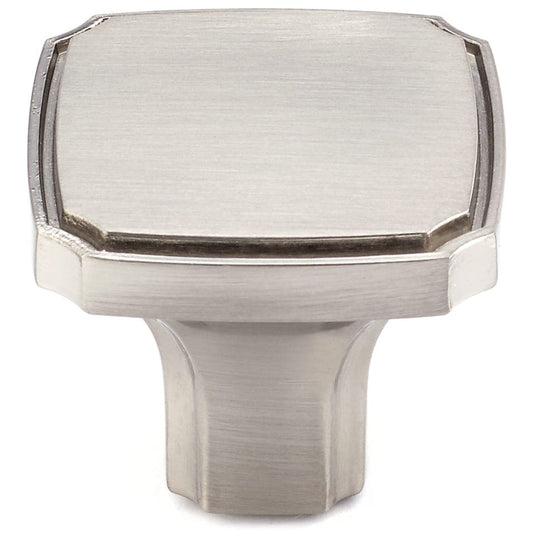 Transitional Knob, 1-3/8" x 1-3/8", Brushed Nickel