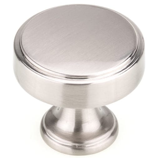 Transitional Step Faced Round Knob with Flared Stepped Base - 1-9/16" Diameter - Brushed Nickel