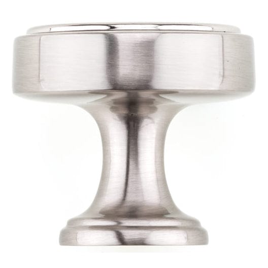 Transitional Step Faced Round Knob with Flared Stepped Base - 1-9/16" Diameter - Brushed Nickel
