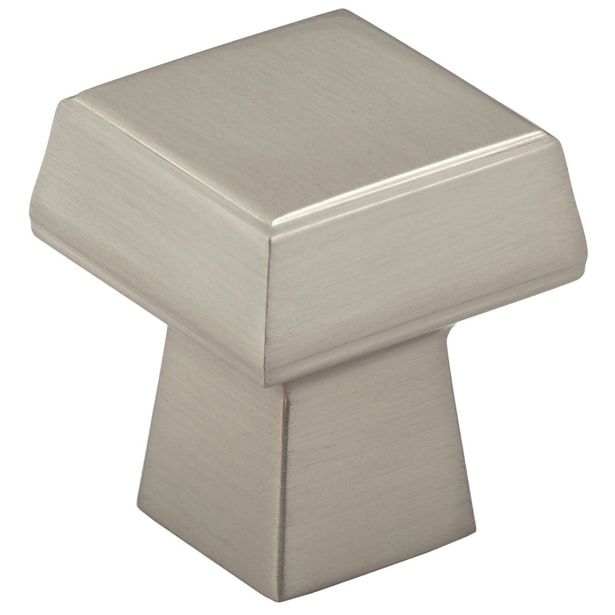 Contemporary Knob, 1-1/32" x 1-1/32", Brushed Nickel