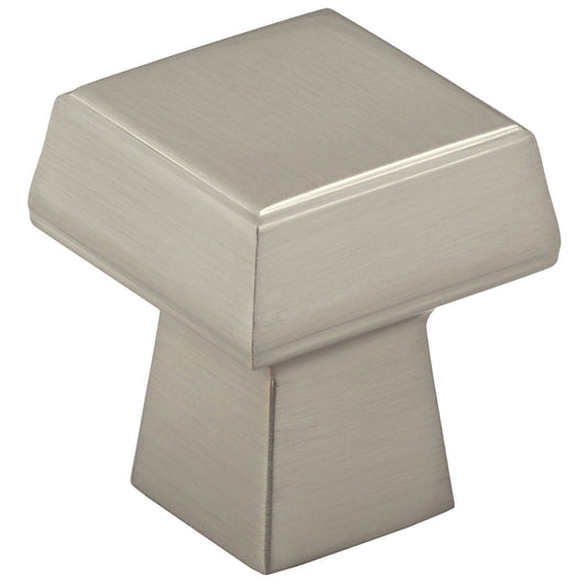 Contemporary Knob, 1-1/32" x 1-1/32", Brushed Nickel