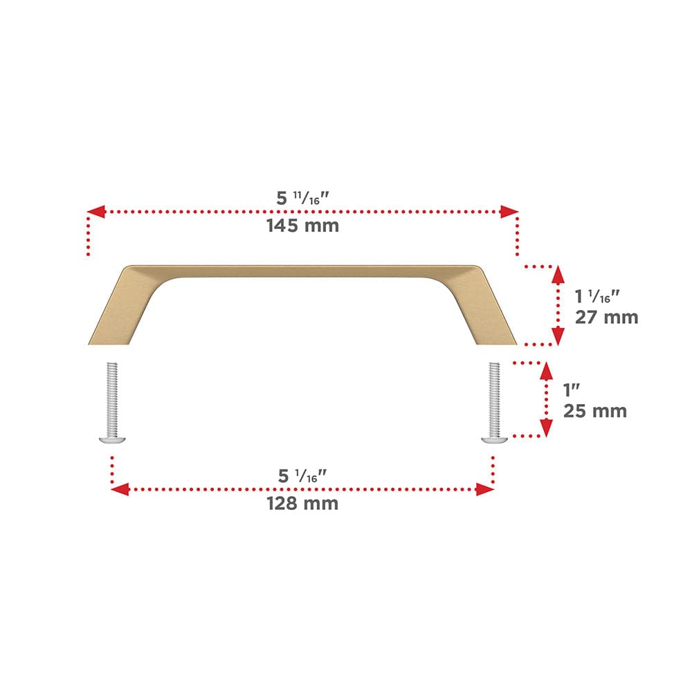 Modern Luxe Contemporary Metal Pull - Champagne Bronze - 5-1/32" Center-to-Center - 5-23/32" L